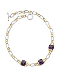 Sterling Silver Vermeil Purple CZ Necklace - 16 Inch