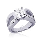 0.65 Ct Asscher Cut Solitaire Diamond Engagement Ring Split Band Prong 14K SI1-H