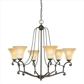 St. James Six Light Chandelier in Painted Bronze by Thomas Lighting