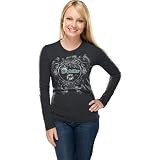 NFL Women's Miami Dolphins Coin Toss Long Sleeve Crew Neck Overrdyed Tee (Charcoal Heather, Small)