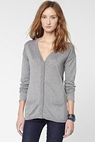 Long Sleeve Silk Cotton Cardigan With Roll Edge Details