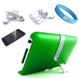 Apple iPod Touch 2G 3G Green Back Cover with Kickstand + iPod Touch Car Charger + Wall Charger + Clear Screen Protector + Wristband