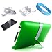 Apple iPod Touch 2G 3G Green Back Cover with Kickstand + iPod Touch Car Charger + Wall Charger + Clear Screen Protector + Wristband