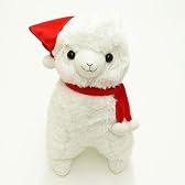 クリスマス アルパカぬいぐるみ 大 白(サンタ) 52cm アミューズ