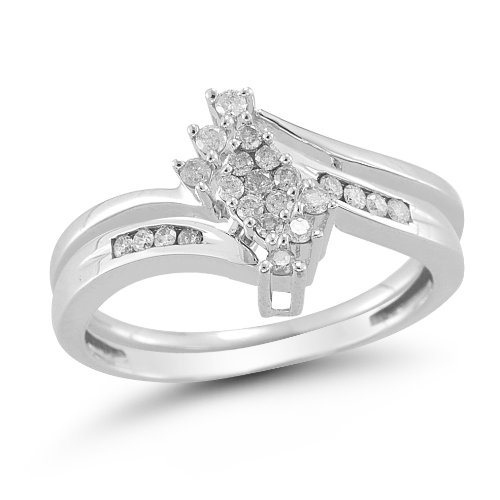 10k White-Gold Diamond Bridal Set (1/4 cttw I-J Color, I2-I3 Clarity) Size 8