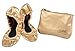Sidekicks Foldable Ballet Flats Shoes w/ Carrying Case GOLD MEDIUM