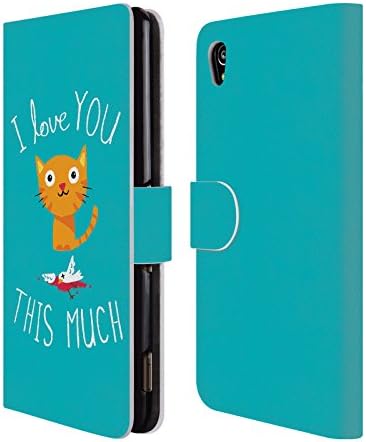 Official DinoMike I Love You This Much Fun Illustrations Leather Book Wallet Case Cover For Sony Xperia M4 Aqua