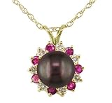 1/4 ct. tw. Gemstone and Fresh Water Cultured Pearl Pendant