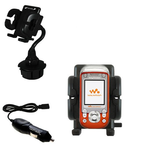 Sony Ericsson W600 W600i Auto Cup Holder with Car Charger - Uses Gomadic TipExchange