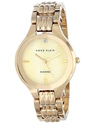 Anne Klein Womens AK/1488CMGB Diamond Dial Gold-Tone Bracelet Watch