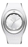 Versus By Versace Ladies 'Hip Pop' White Leather & Stainless Steel Bangle Watch With Flipping Case