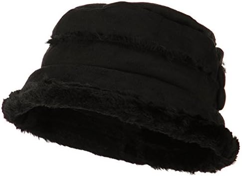 Women's Faux Suede Bucket Hat - Black
