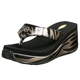 Volatile Women's Mimi Wedge Thong,Pewter/Black Tiger,7 M US