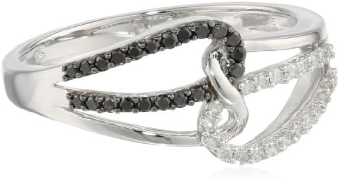 10k Black and White Diamond 0.25cttw Ring, Size 9