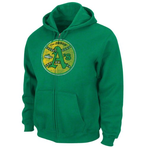 Oakland Athletics Green Silver Era Retro Logo Full-Zip Hooded Sweatshirt