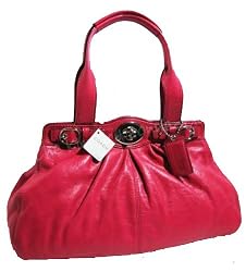 Coach Dark Berry Pink Leather Garnet Satchel Handbag 13914