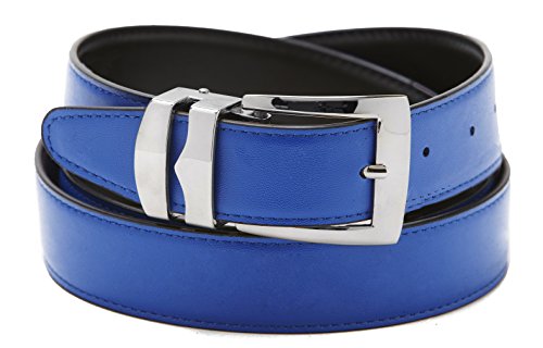 Reversible Belt Bonded Leather Removable Silver-Tone Buckle ROYAL BLUE / Black