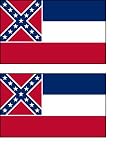 2 Mississippi State Flag Stickers Decal Bumper Window Laptop Phone Auto Boat Wall