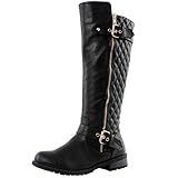 West Blvd Atlanta Quilted Riding Boots, Black Pu, 10