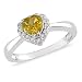10k White Gold Citrine and Diamond Heart Ring,( .01 cttw, G-H Color, I2-I3 Clarity)