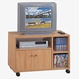 Tv Cart with Wheels Oak Cabinet Stand