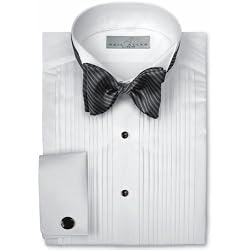 Neil Allyn Wing Collar, 1/4" Pleated, Poly/Cotton with Convertible Cuffs/Placket Tuxedo Shirt