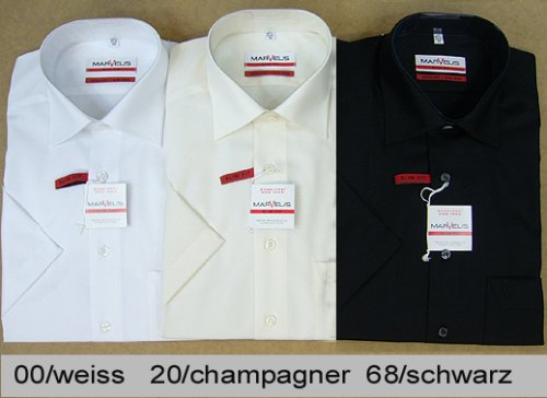 MARVELiS-Hemd SLIM-FIT halbarm bügelfrei 4700 popeline weiß,champanger,schwarz