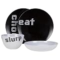 Chow Eat Slurp Melamine Dinnerware Set of 12