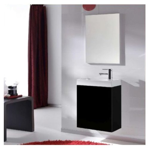 Bad Badmöbel Gäste WC Waschtisch Spiegel Set schwarz