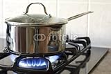 Wallmonkeys Peel and Stick Wall Decals - A Stainless Steel Pot on a Gas Stove - 72