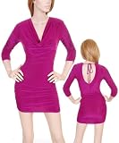 Sexy Pink Magenta Stretch Party Cocktail Dress with Cowl Neck