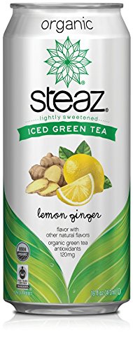 Steaz Organic Iced Green Tea with Lemon Ginger - 16 oz (Pack of 12)