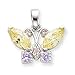 Sterling Silver Multi-Color CZ Butterfly Pendant title=