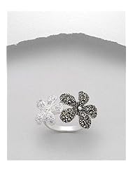 Flower CZ Ring In 92.5 Sterling Silver