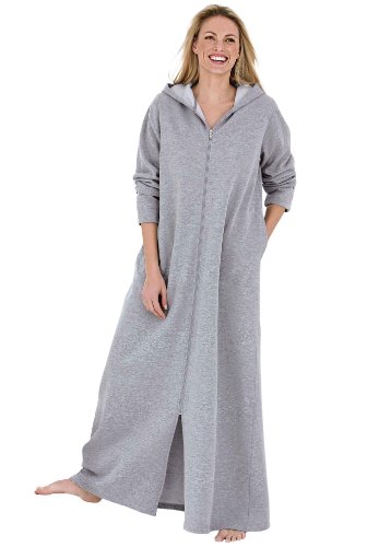 Woman Within Plus Size Petite Ultra-soft fleece hoodie long robe by Dreams & Co.