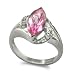 9ct White Gold Marquise Shaped Pink Quartz And 8pts Diamond Set Fancy Dress Ring