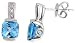 10k White Gold 1/2 (13mm) tall Post Earrings, w/ 2.0 Total Carat Weight of Round Brilliant Diamonds & Cushion Cut Blue Topaz Stones