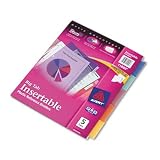 AVE11900 Insertable Tab Dividers, Plastic, 5-Tab, Multi-Color