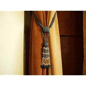Pair Green Beaded decorative Tassel Tieback holdback