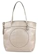Coach Laura Leather Circle Embossed Signature Zip Tote 18336 Sand Beige