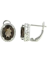 14K White Gold 4.21ct Truth Promoter Diamond & Oval Topaz Stud Post Earrings