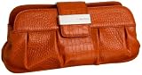 Calvin Klein Pleated Alligator Clutch,Tangerine,one size