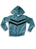 Kyds - Girls Velour Hooded Sweatshirt Jacket, Teal Green, Black