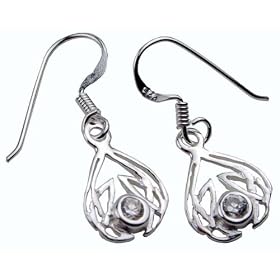 Silver Earring Celtic Stone 925 Sterling Silver