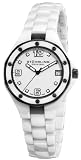 Stuhrling Original Women's 155.11EP20 Swiss Made Lady Apocalypse Noir Date White Ceramic Watch