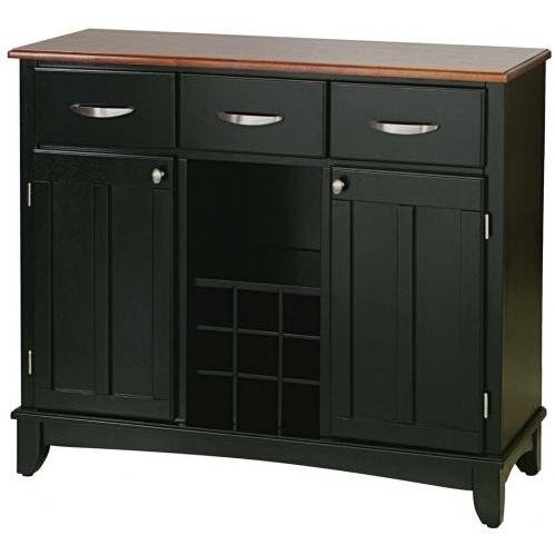 Home Styles Furniture 3 Drawer Large Buffet Kitchen Island in Black