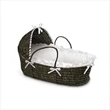 IMAGE OF Badger Basket Moses Basket with Hood and Bedding, Espresso/White