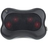 Zyllion ZMA-13-BK Shiatsu Pillow Massager with Heat (Black)- One Year Warranty