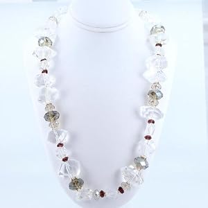Chunky Crystal Quartz Gemstone and Crystal Bead Choker Necklace with Sterling Silver Accents, #7747