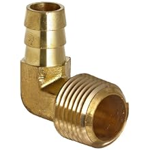 Anderson Metals Brass Hose Fitting, 90 Degree Elbow, Barb x NPT Male
